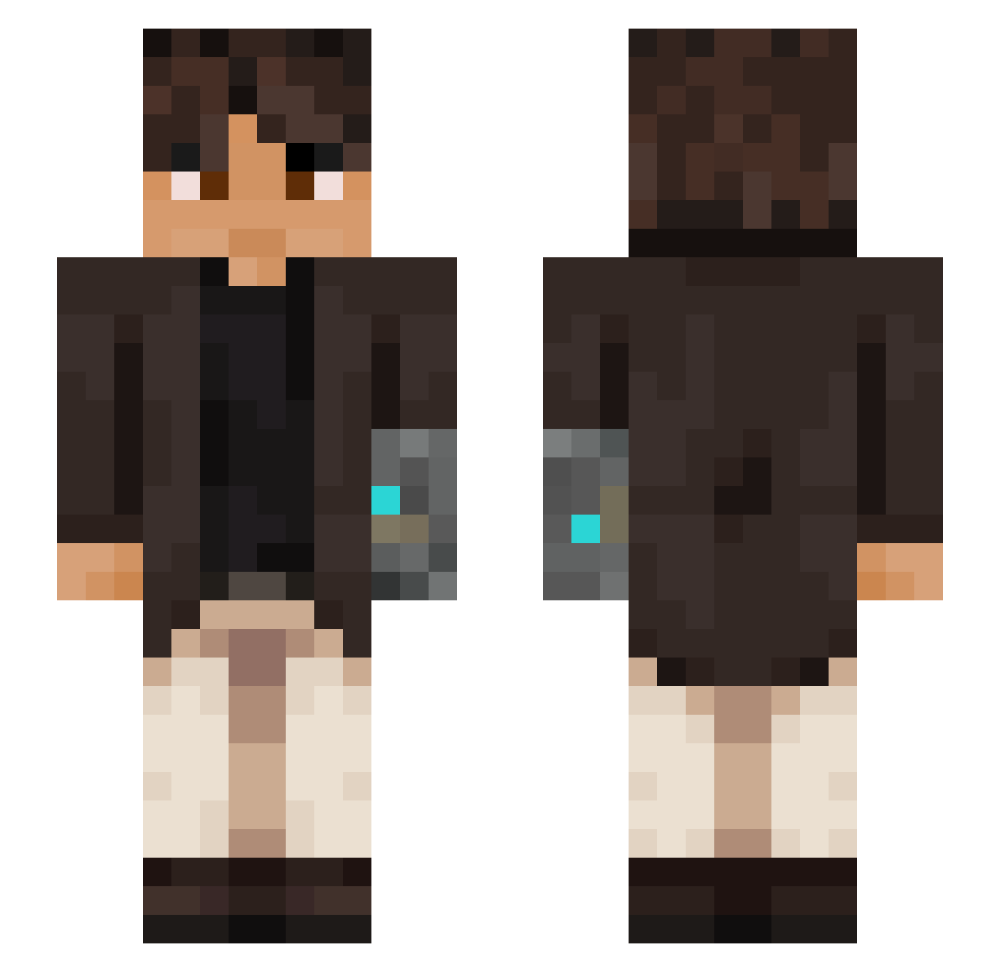 Lazyhat Minecraft skin, front and back view