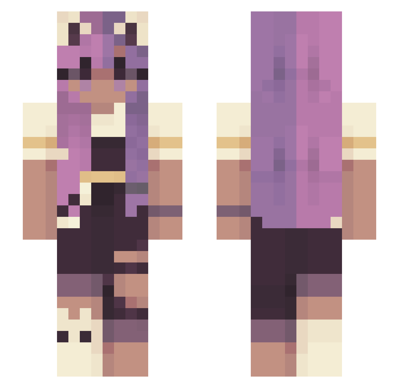 Squ_Iki Minecraft skin, front and back view