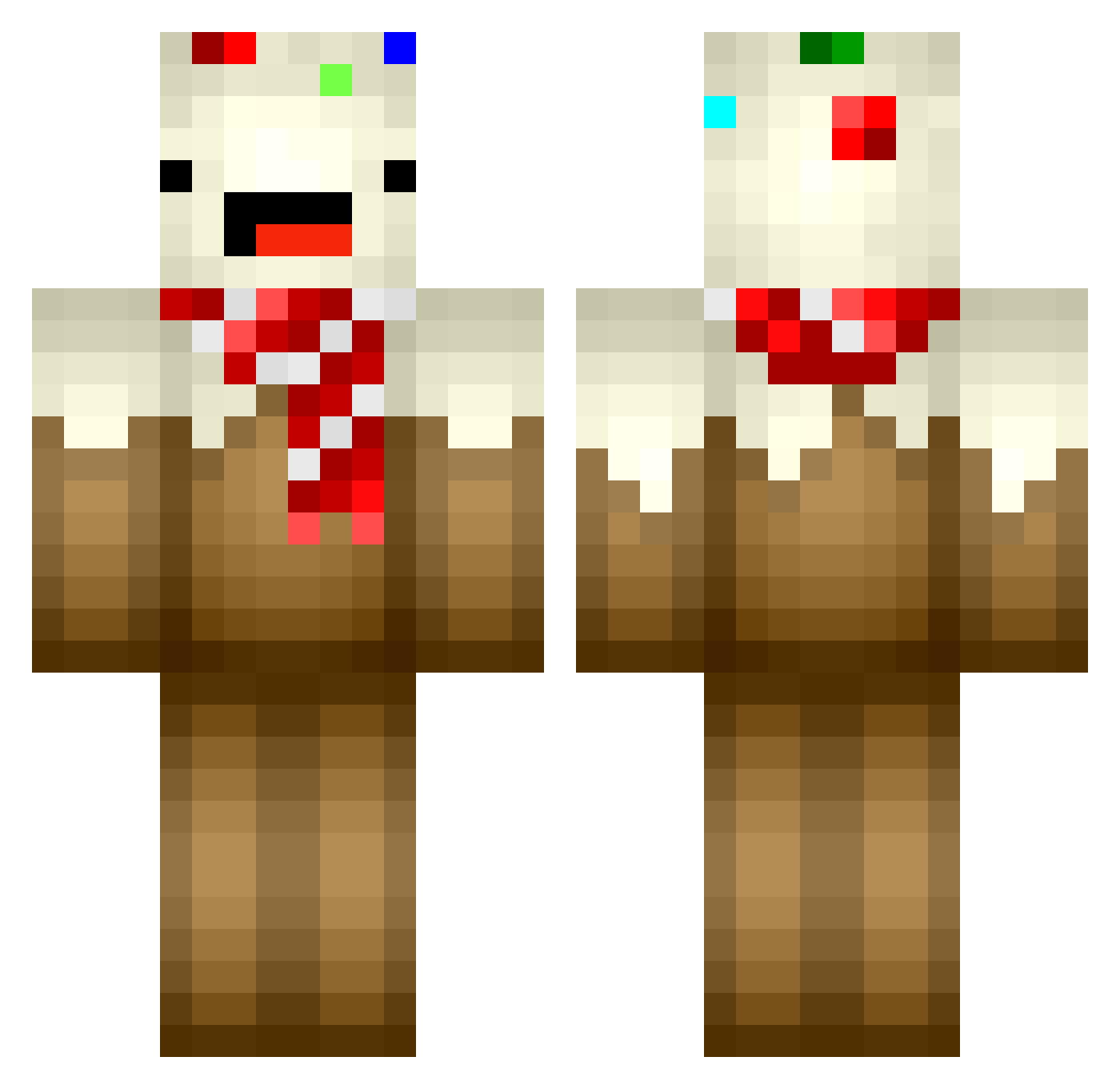 Grubby75 Minecraft skin, front and back view