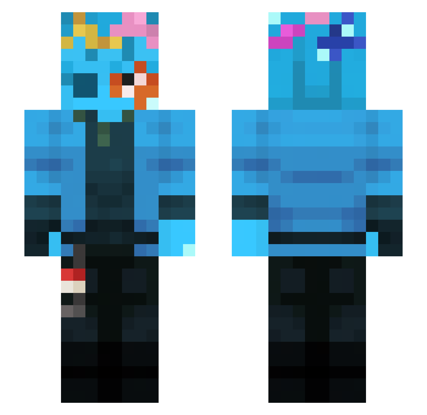 Zuneoviia Minecraft skin, front and back view