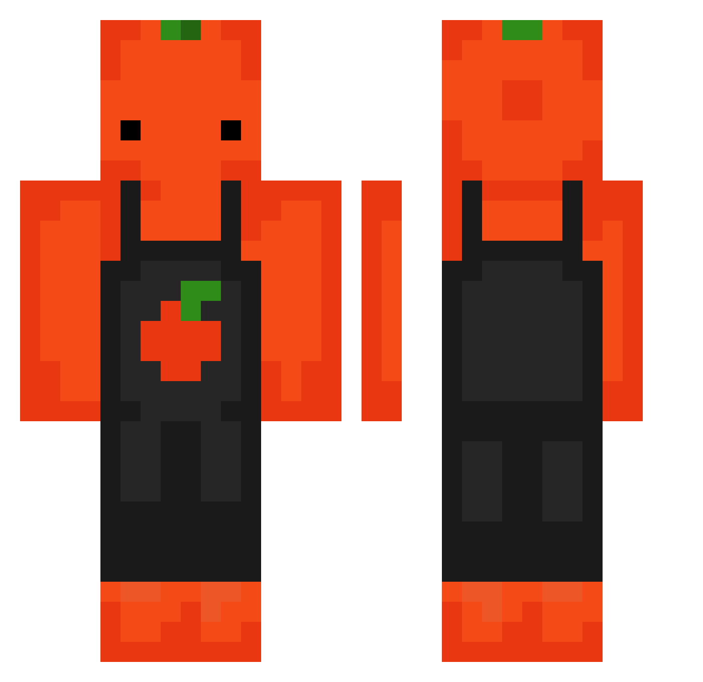 Pl4tanito Minecraft skin, front and back view