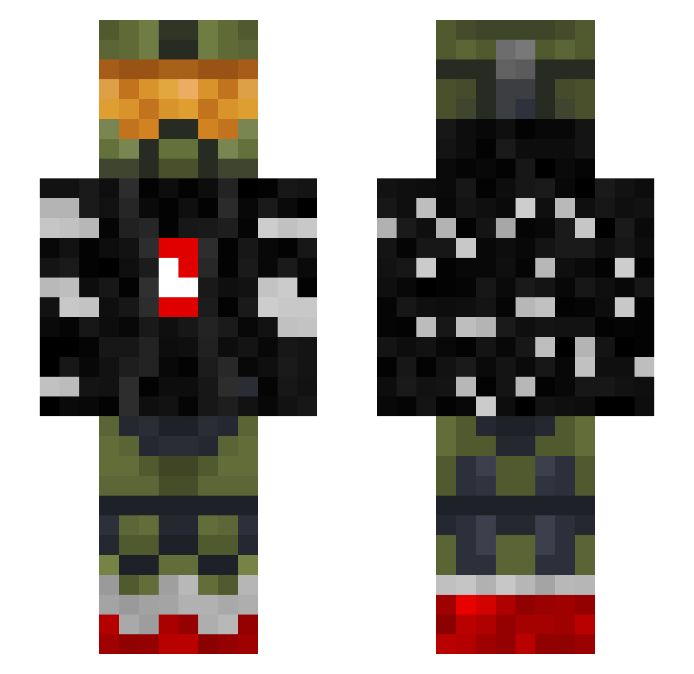 Gianmonster Minecraft skin, front and back view