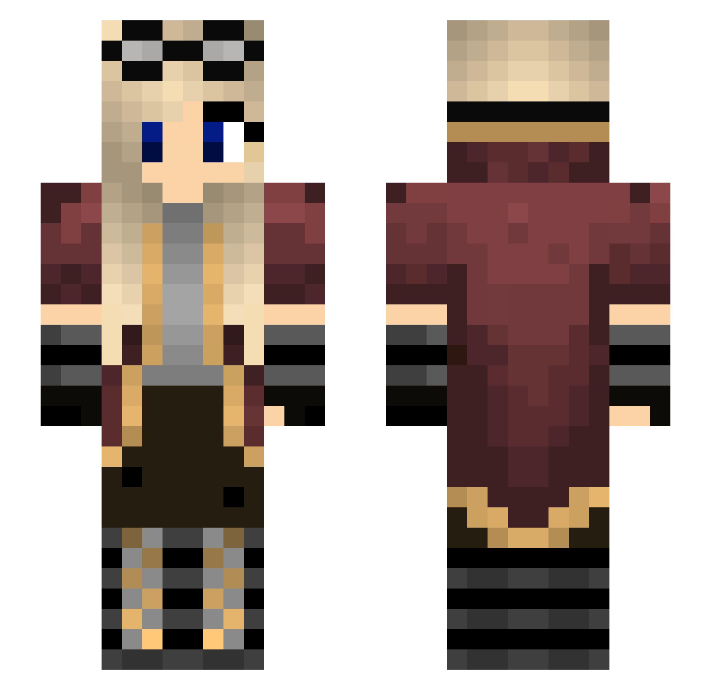 SanguineLuna Minecraft skin, front and back view