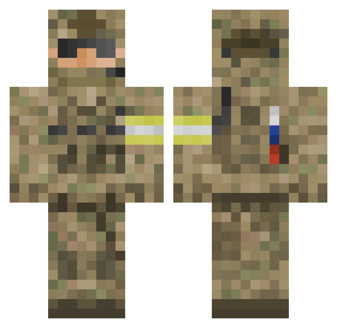 objboss Minecraft skin, front and back view