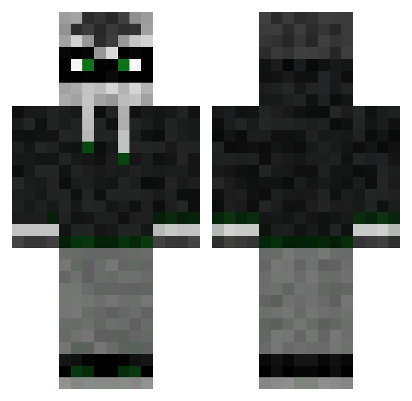 veteran Minecraft skin, front and back view