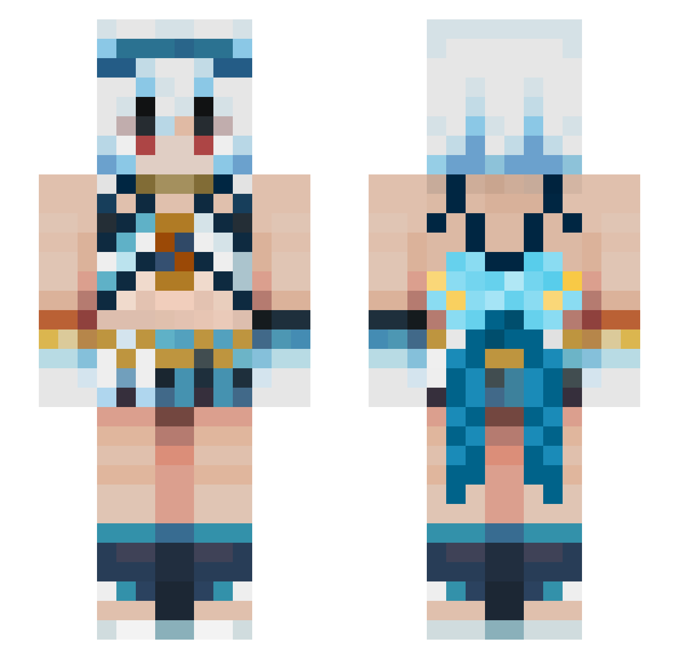 justemel Minecraft skin, front and back view