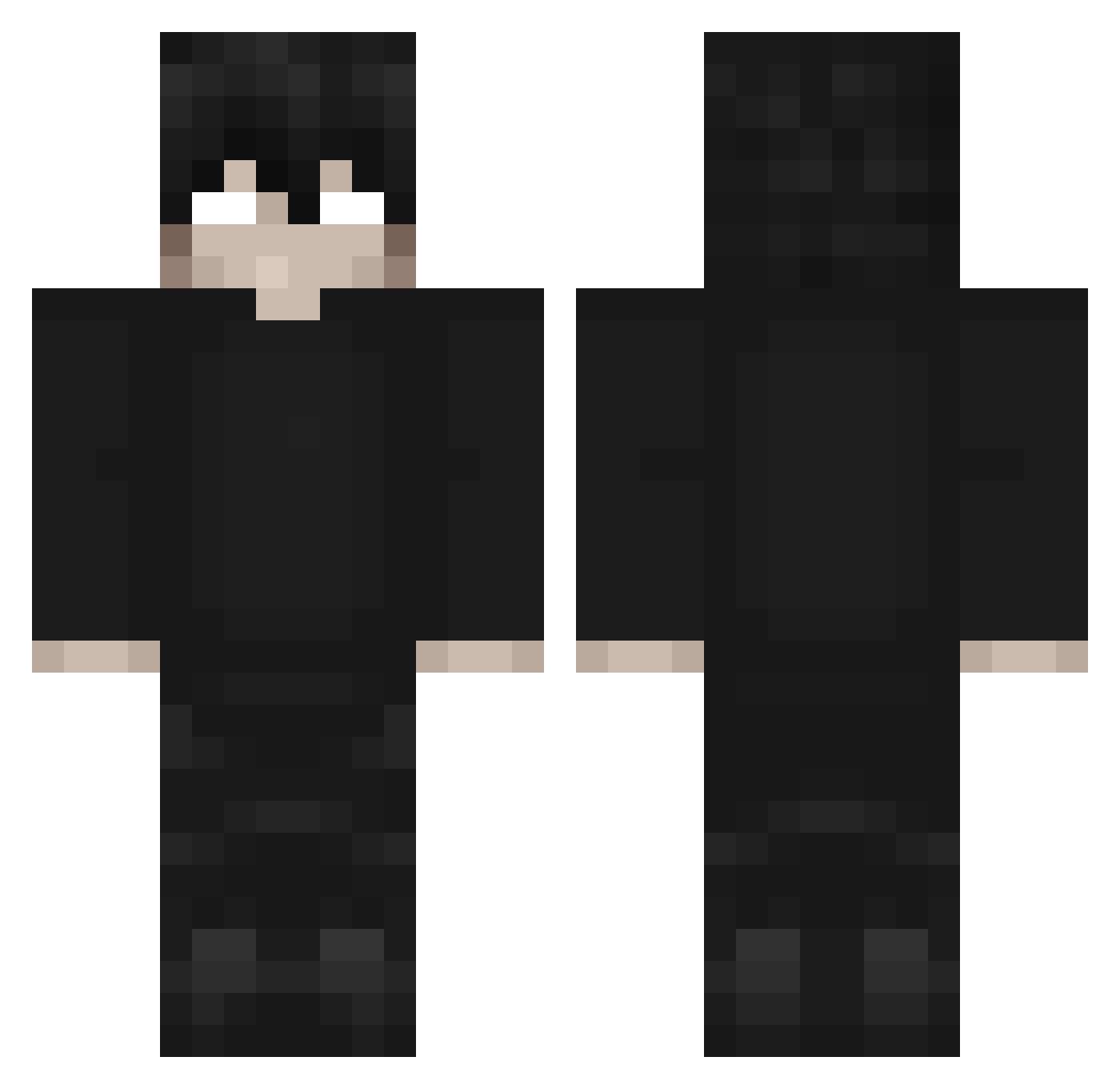 xJPDG_ Minecraft skin, front and back view