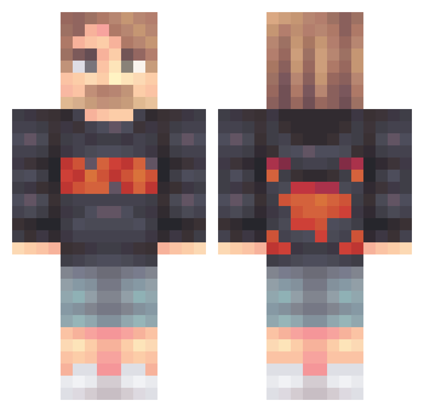 RealChandler Minecraft skin, front and back view