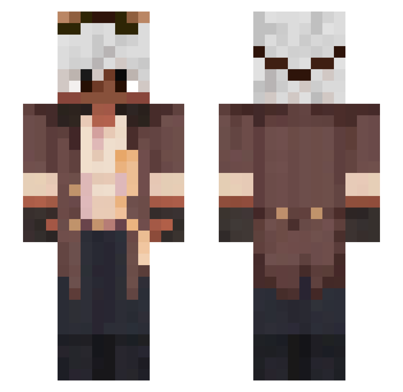 tuelups Minecraft skin, front and back view