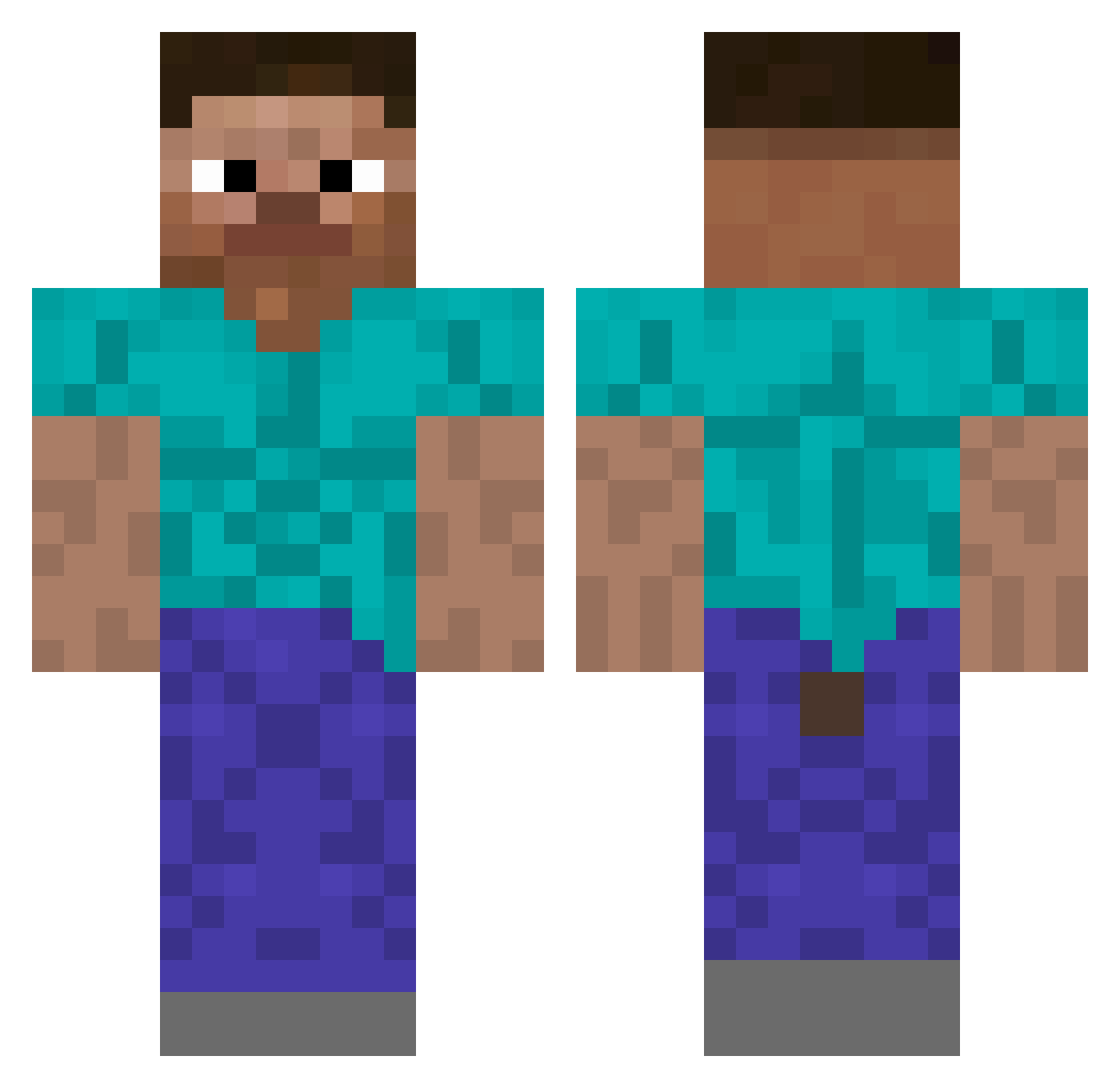 SUPAKLEM Minecraft skin, front and back view