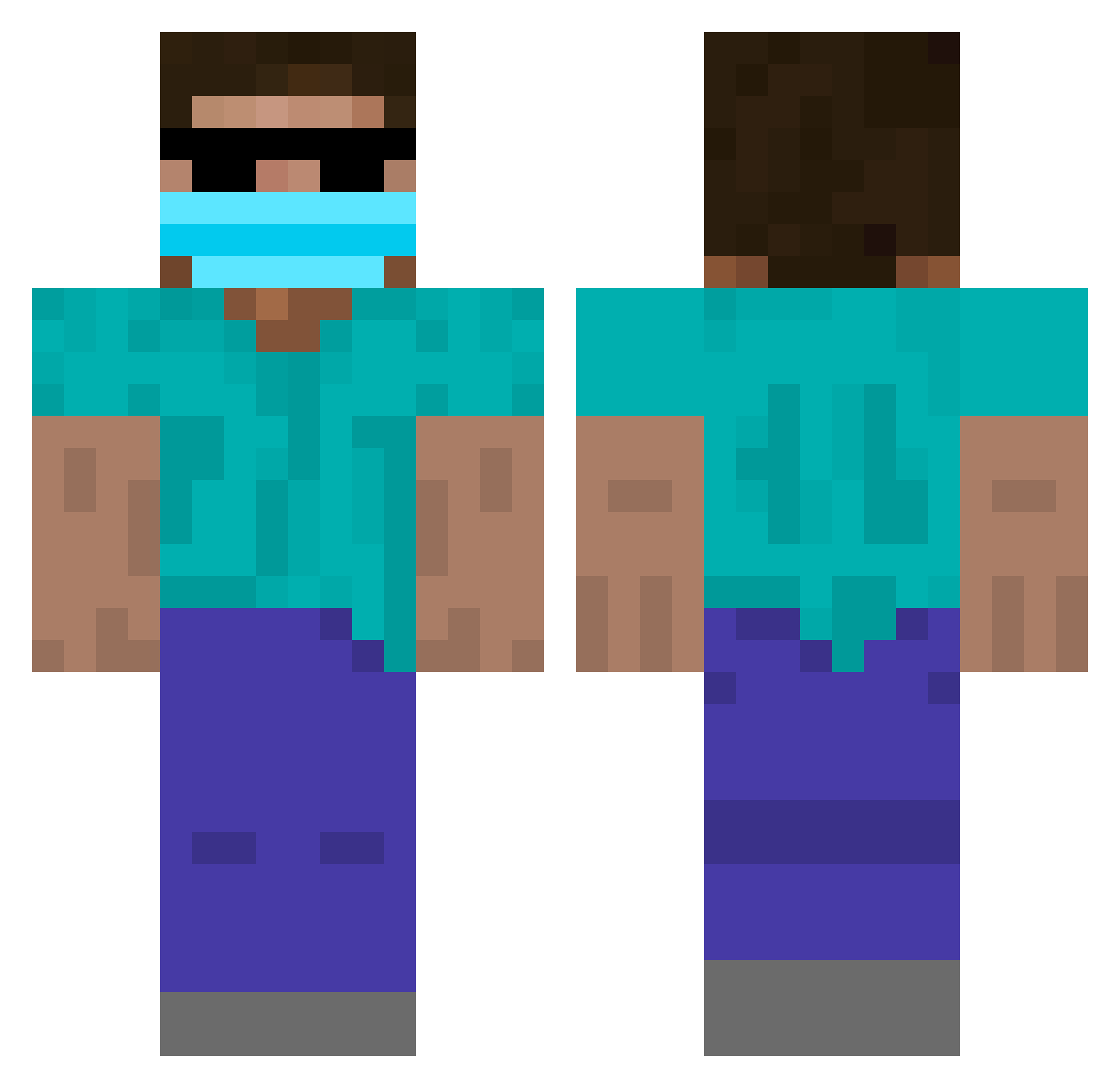 puffber Minecraft skin, front and back view