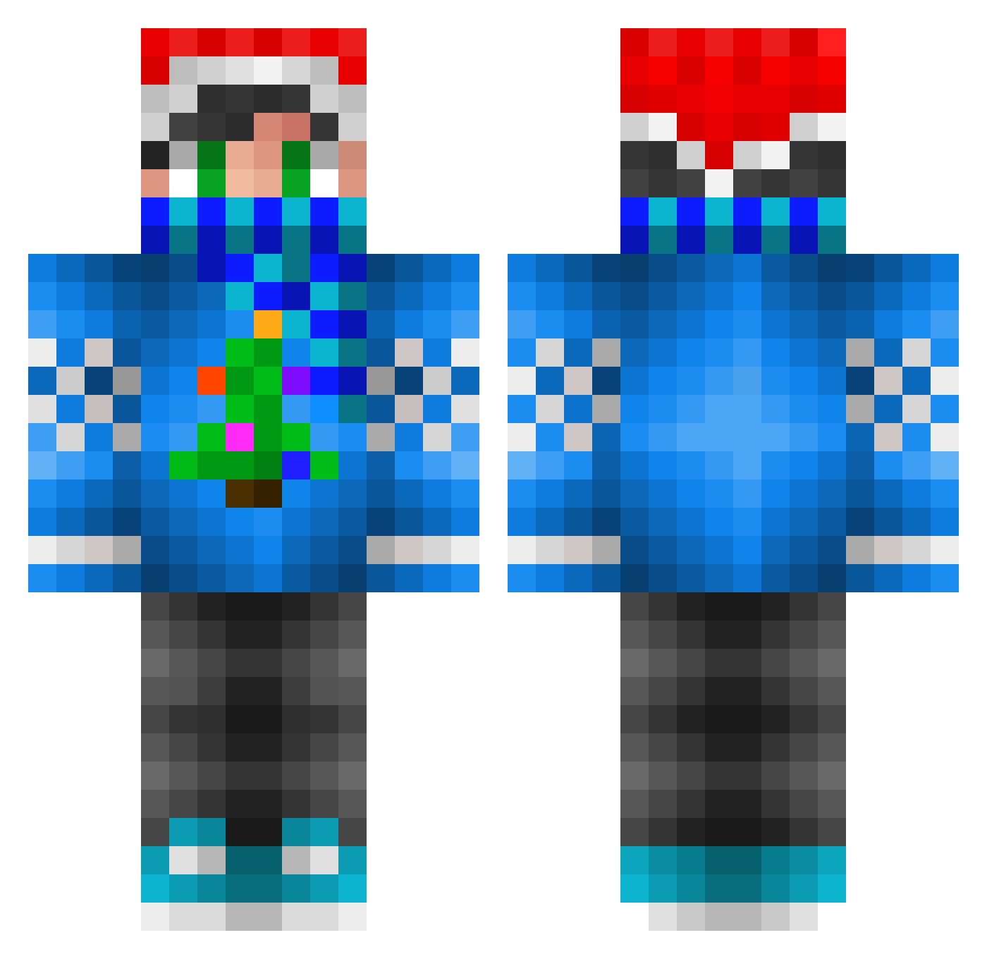 SonnyBB Minecraft skin, front and back view
