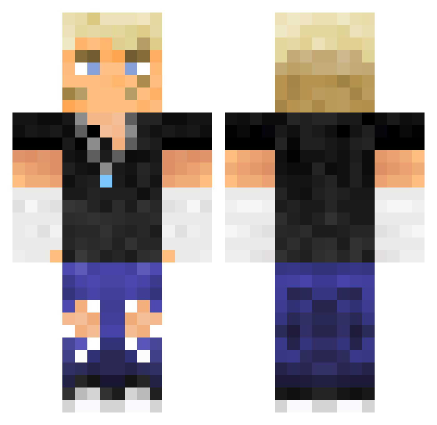 tombing Minecraft skin, front and back view