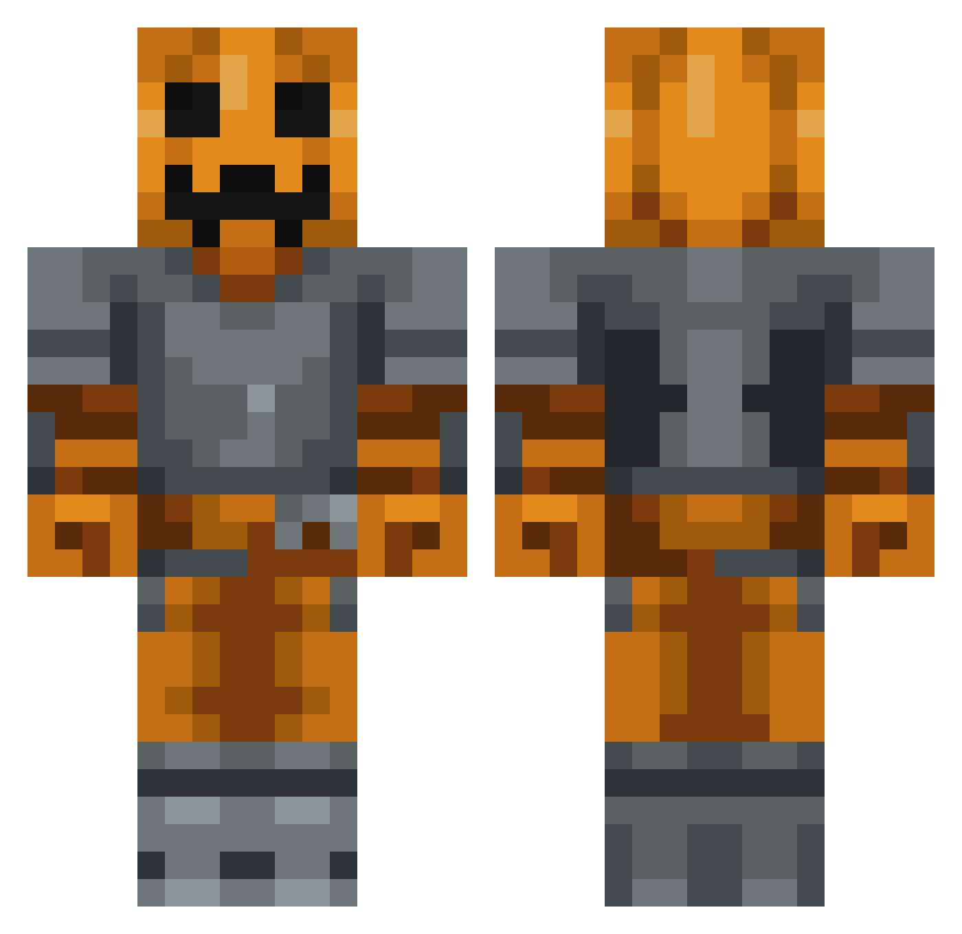 Skinnifishi Minecraft skin, front and back view