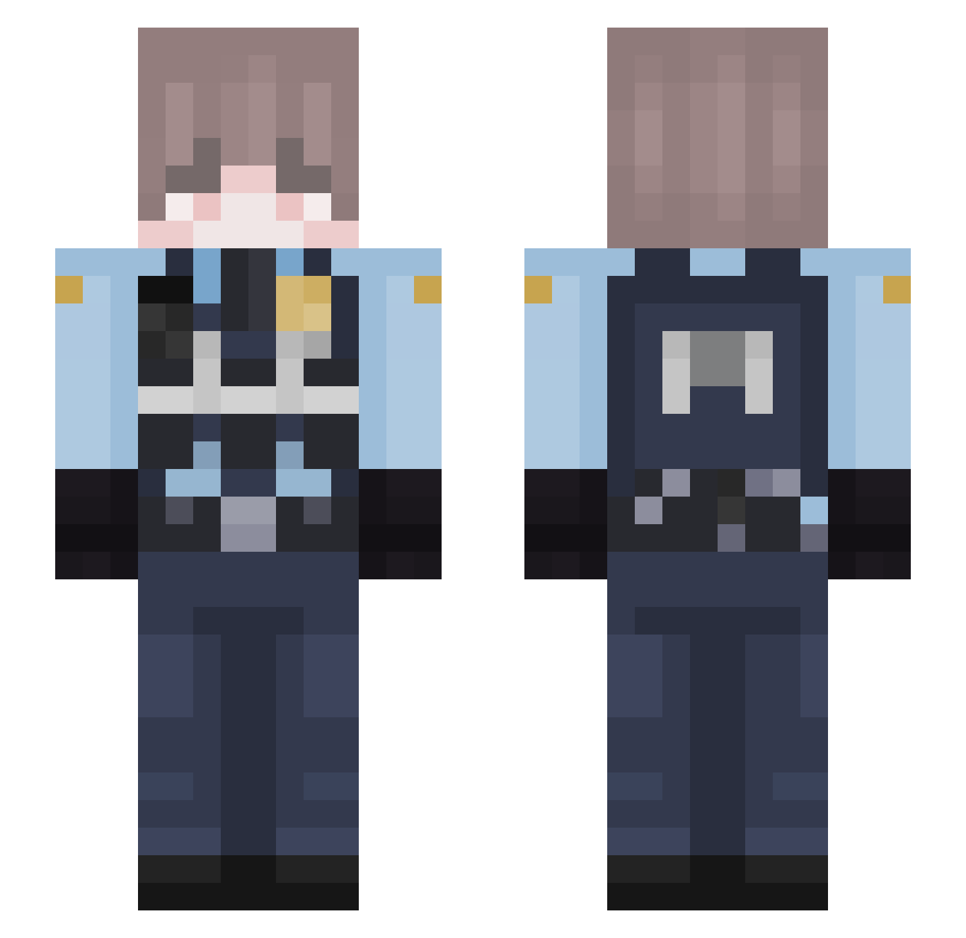 DengekiTube Minecraft skin, front and back view