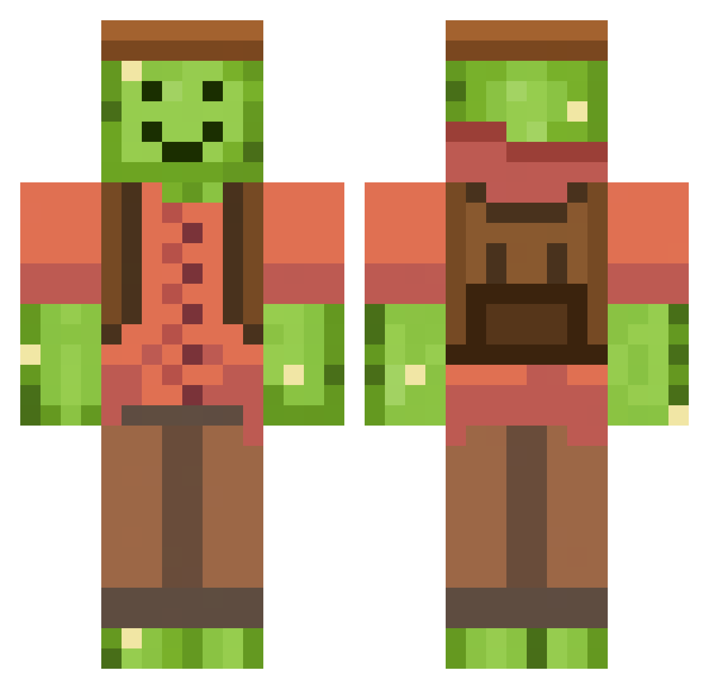 FredCactus Minecraft skin, front and back view