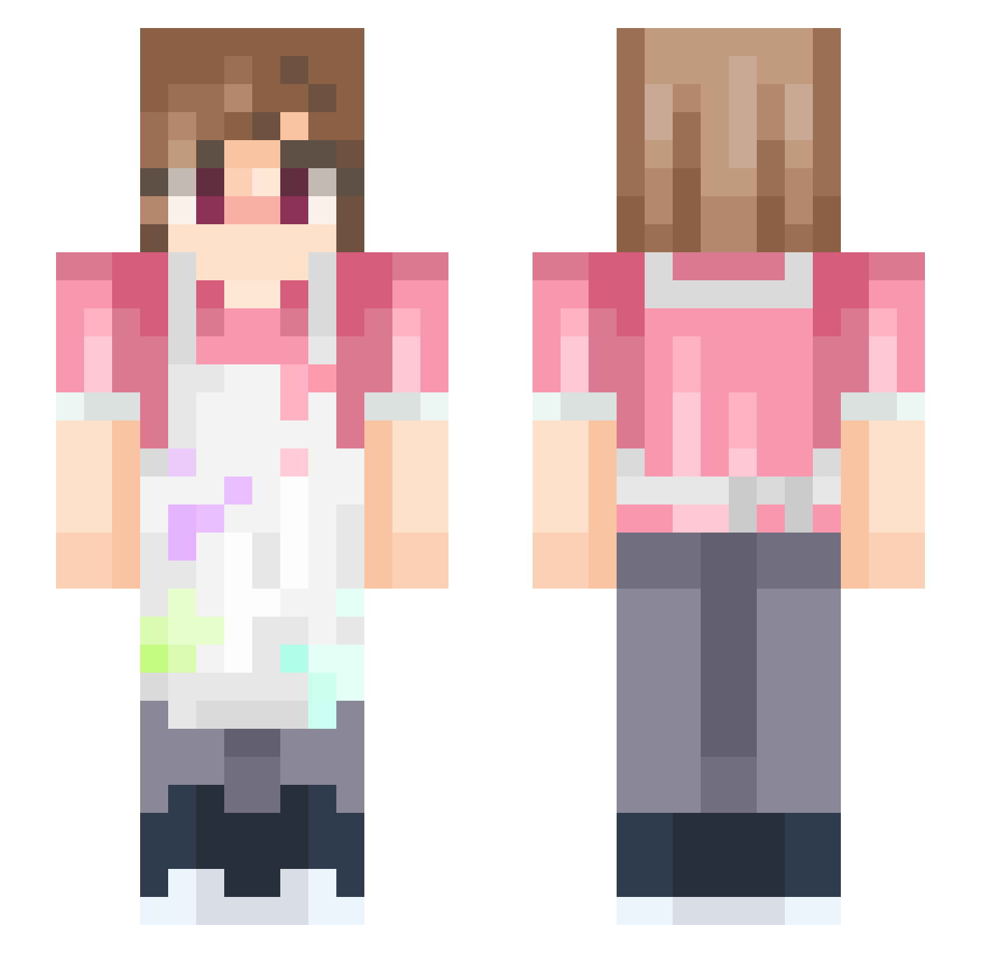 Decolourizing Minecraft skin, front and back view