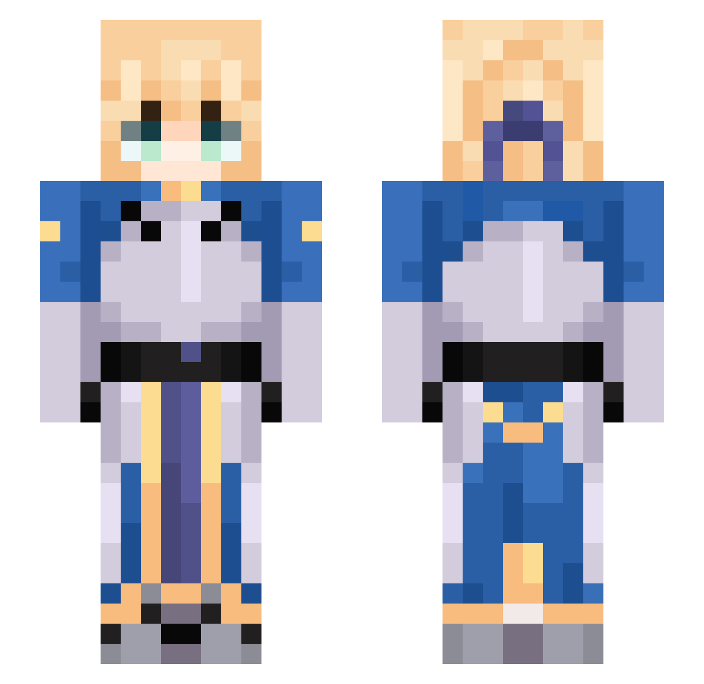 Taisaka Minecraft skin, front and back view