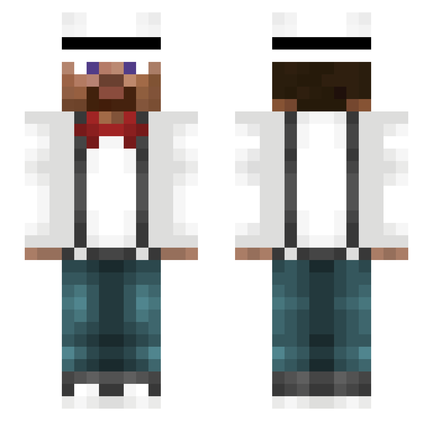Researching Minecraft skin, front and back view