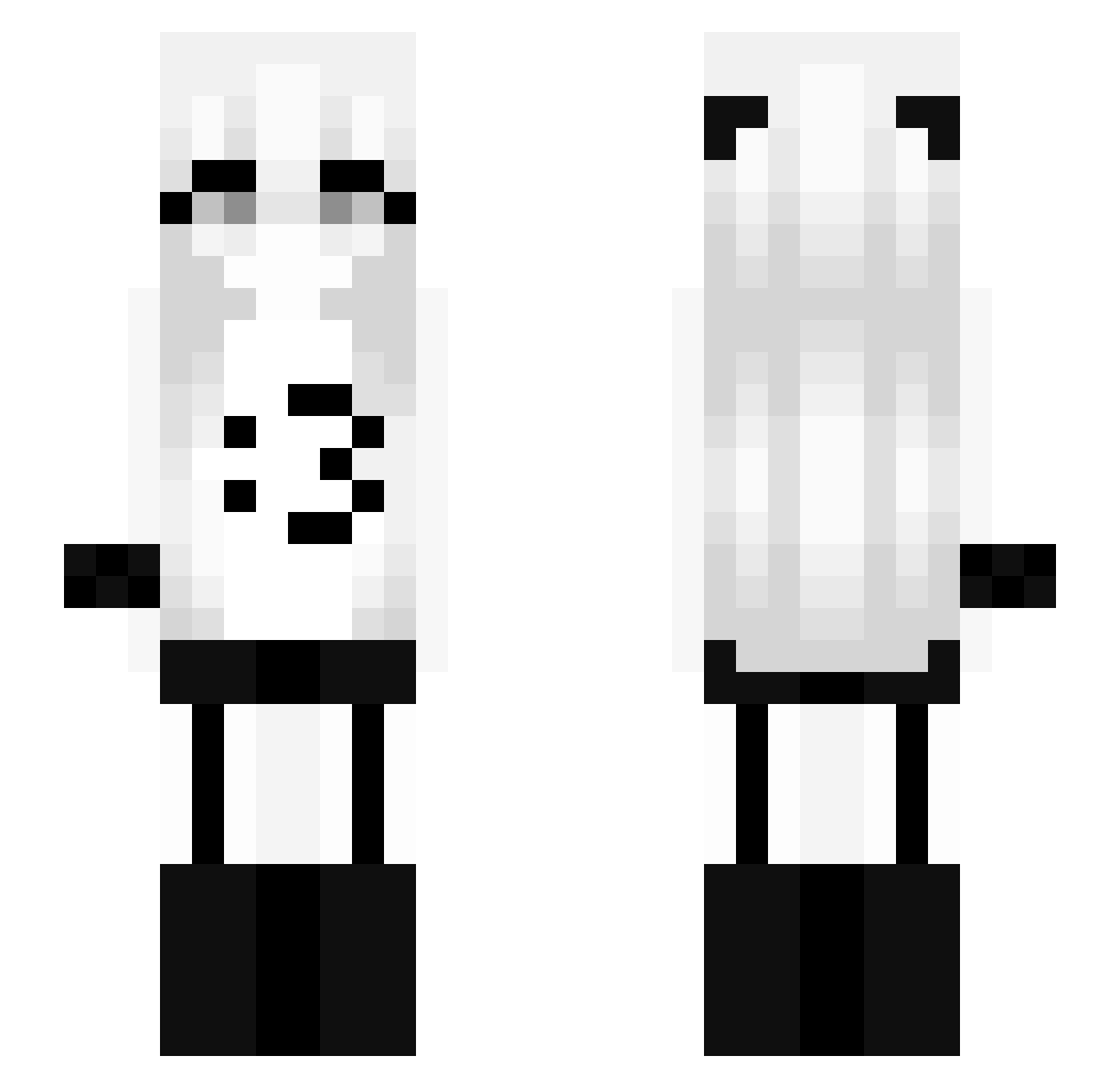 s3kked Minecraft skin, front and back view