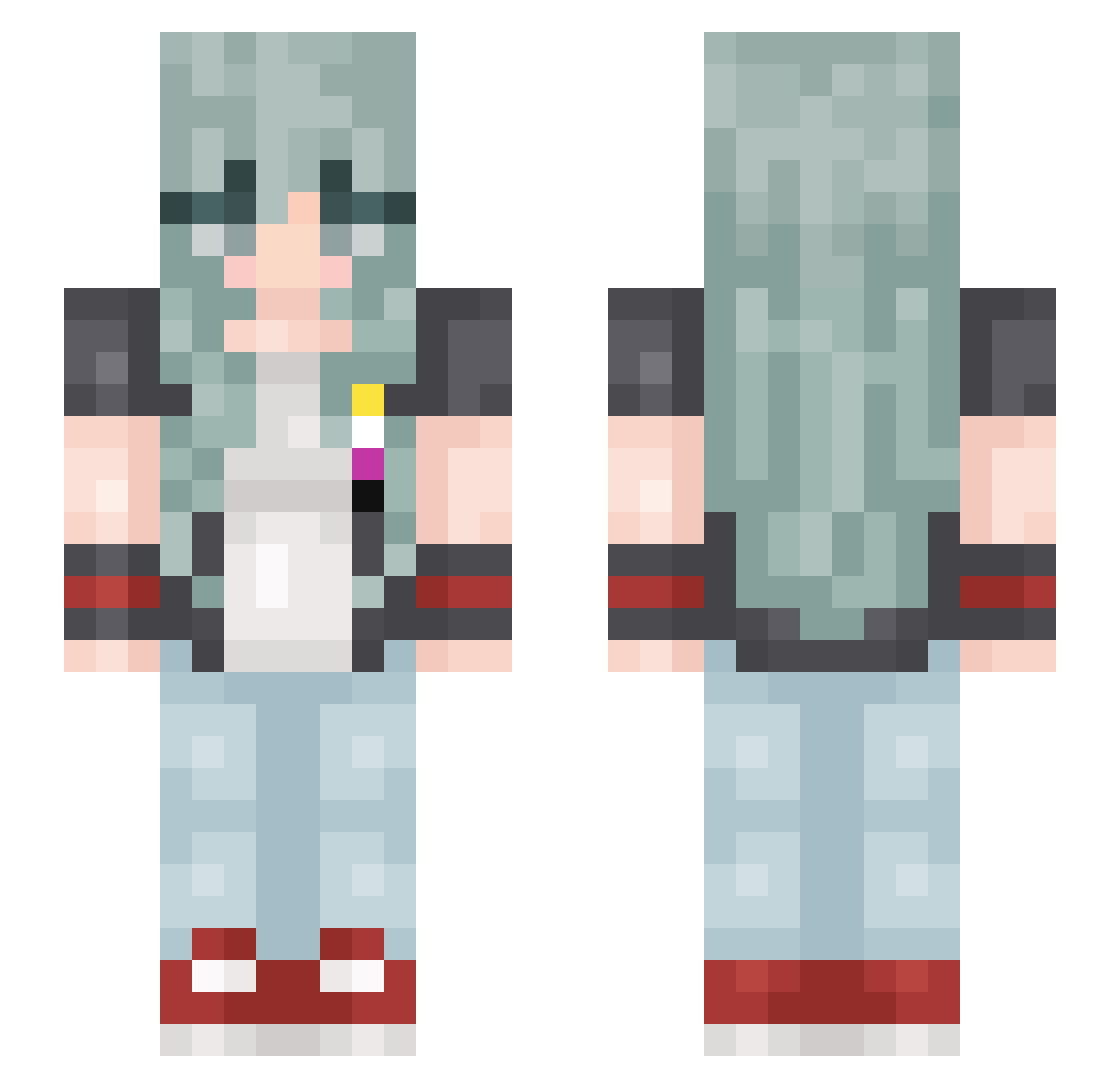 Ari_Abbott Minecraft skin, front and back view