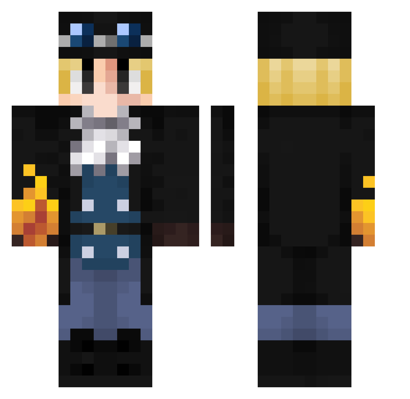 whenthedaysbleed Minecraft skin, front and back view