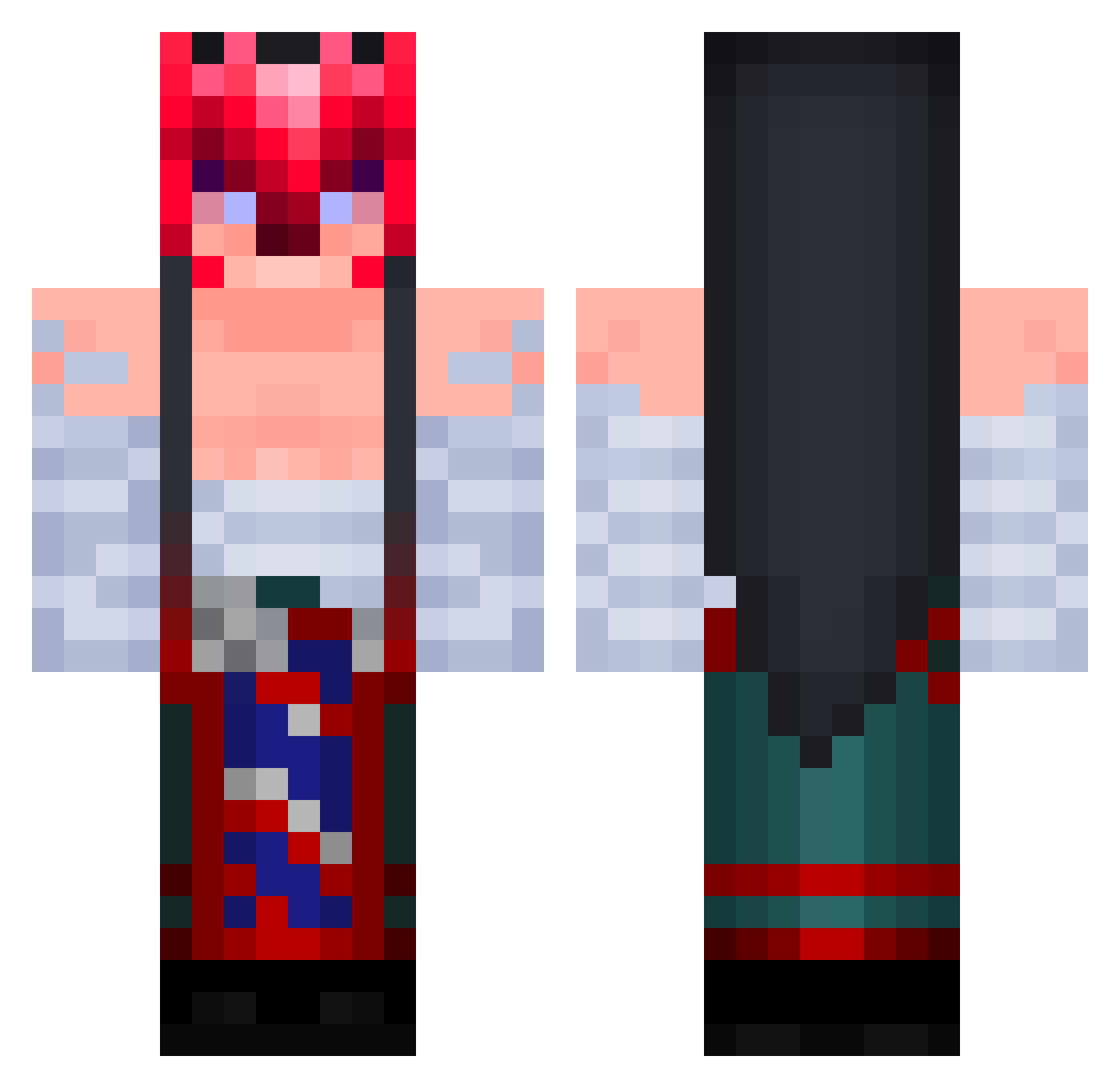 QFF75 Minecraft skin, front and back view