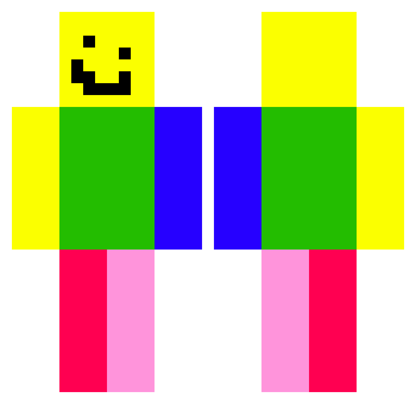 Diodotos Minecraft skin, front and back view