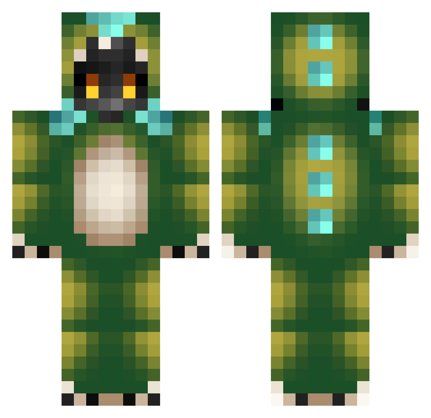 Elquetud Minecraft skin, front and back view
