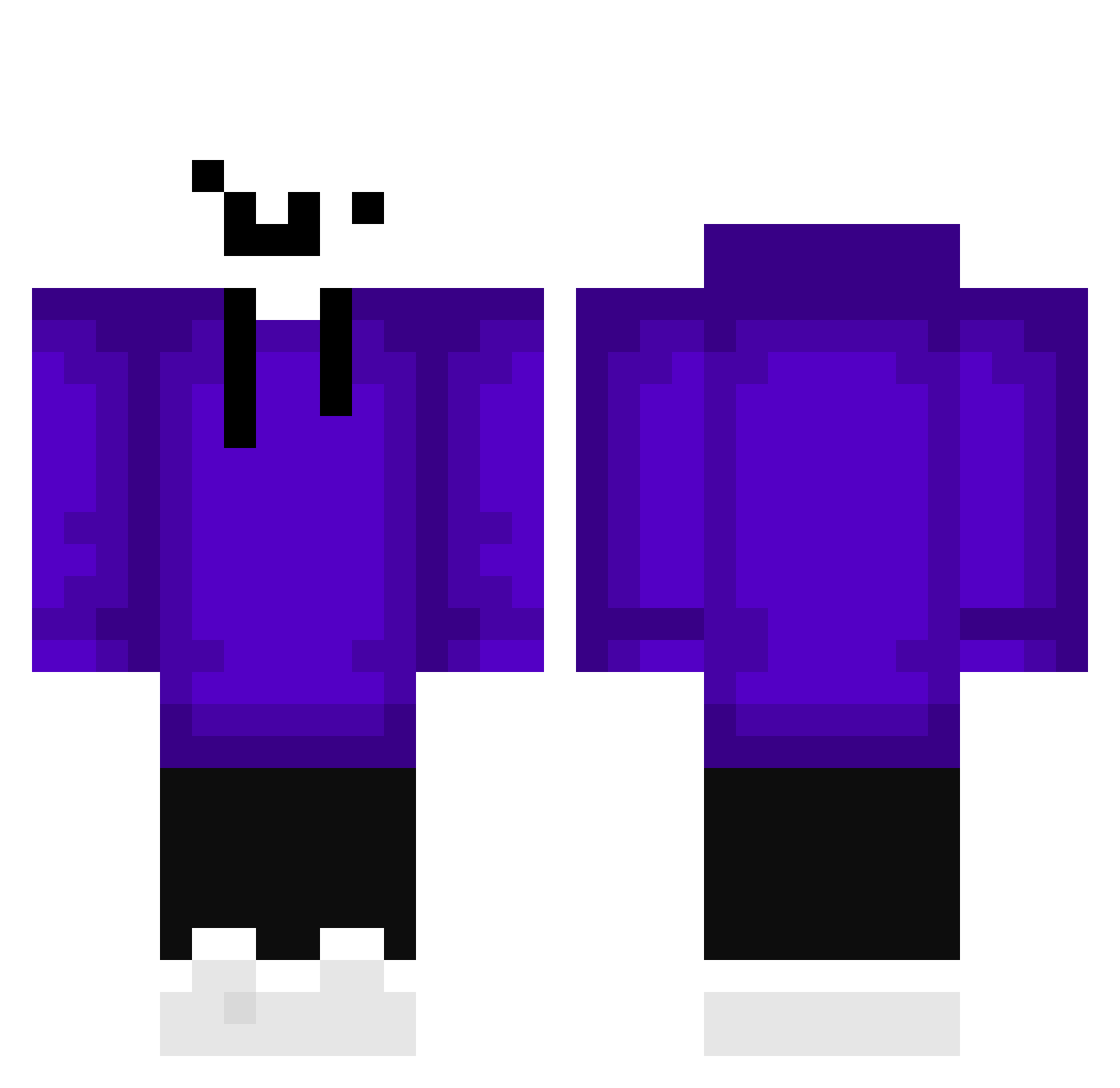 Prawner Minecraft skin, front and back view