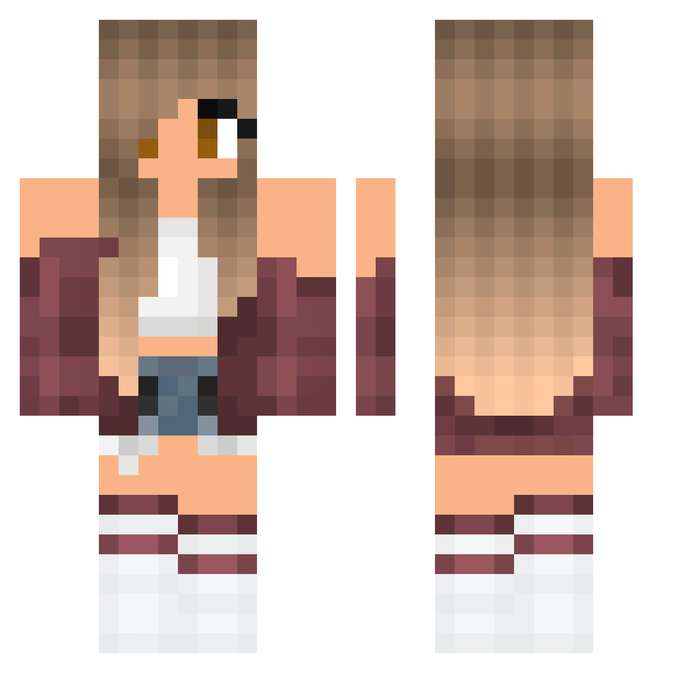 BabyGirlxoxoxo Minecraft skin, front and back view