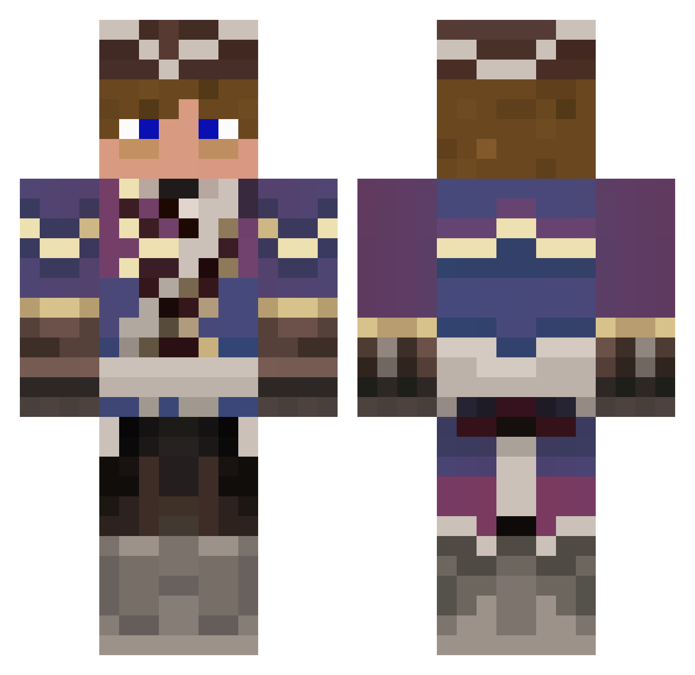 Excel Minecraft skin, front and back view