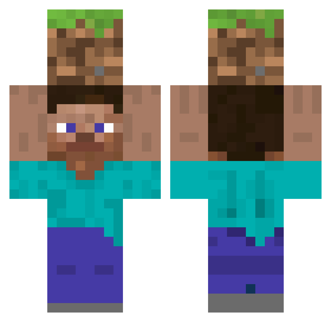 Eh_IsoNoobNoHack Minecraft skin, front and back view