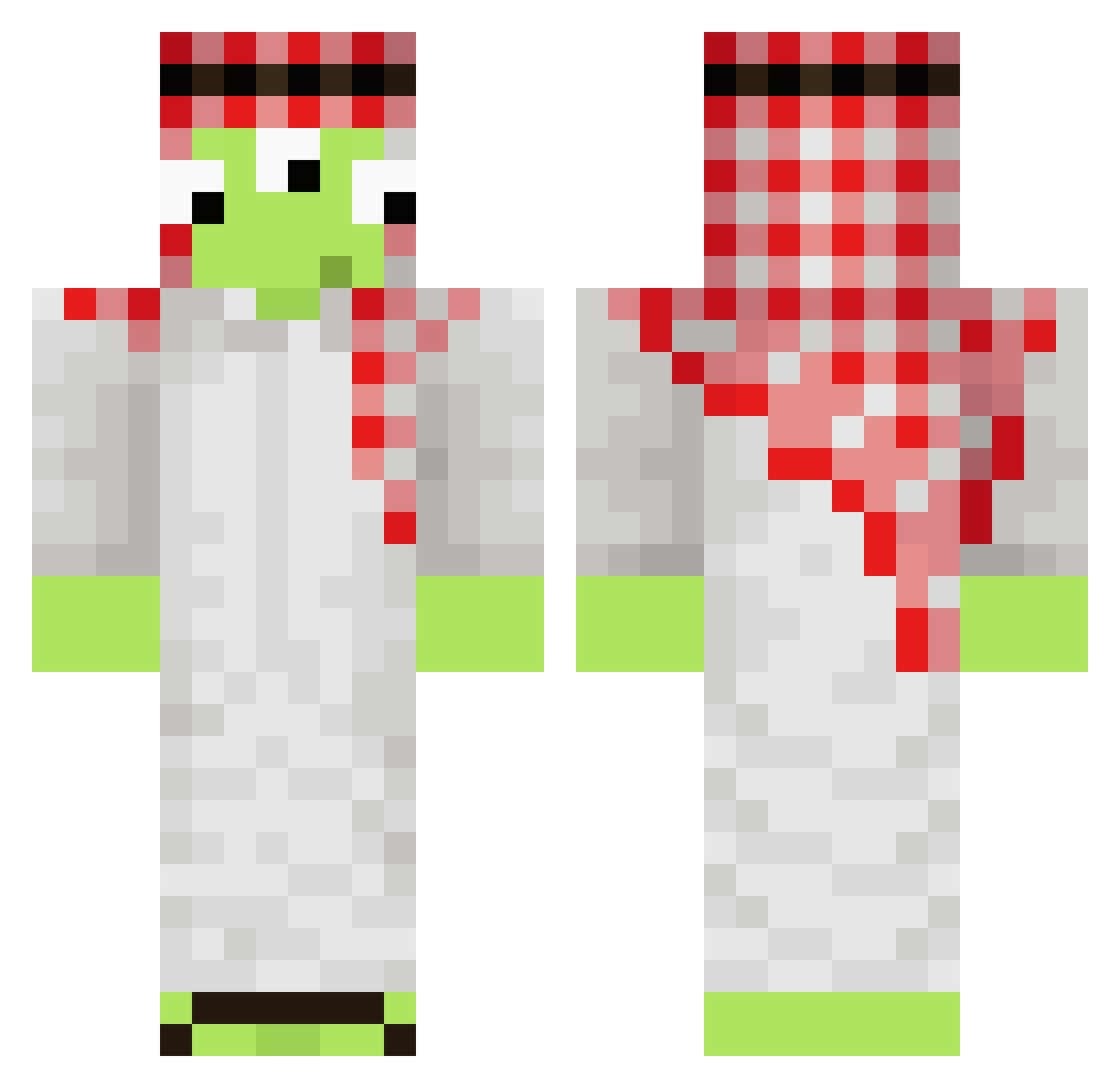 TAB107 Minecraft skin, front and back view