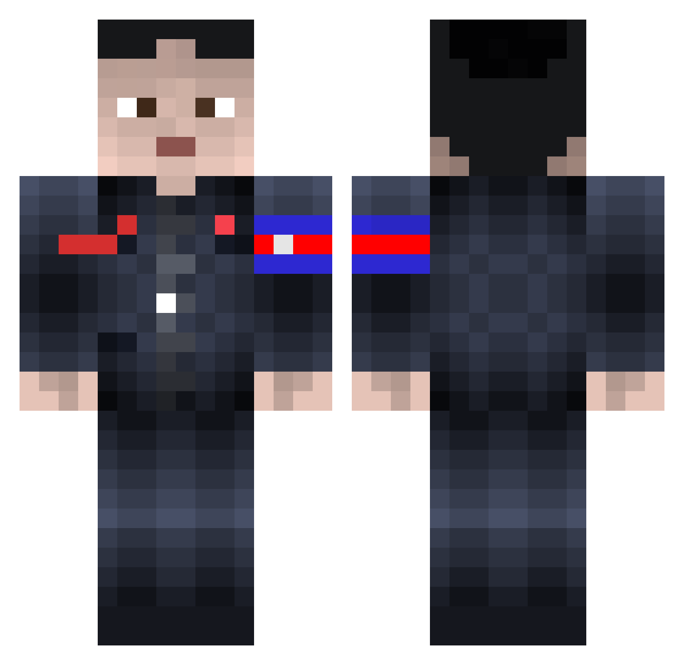 FrostGeez Minecraft skin, front and back view