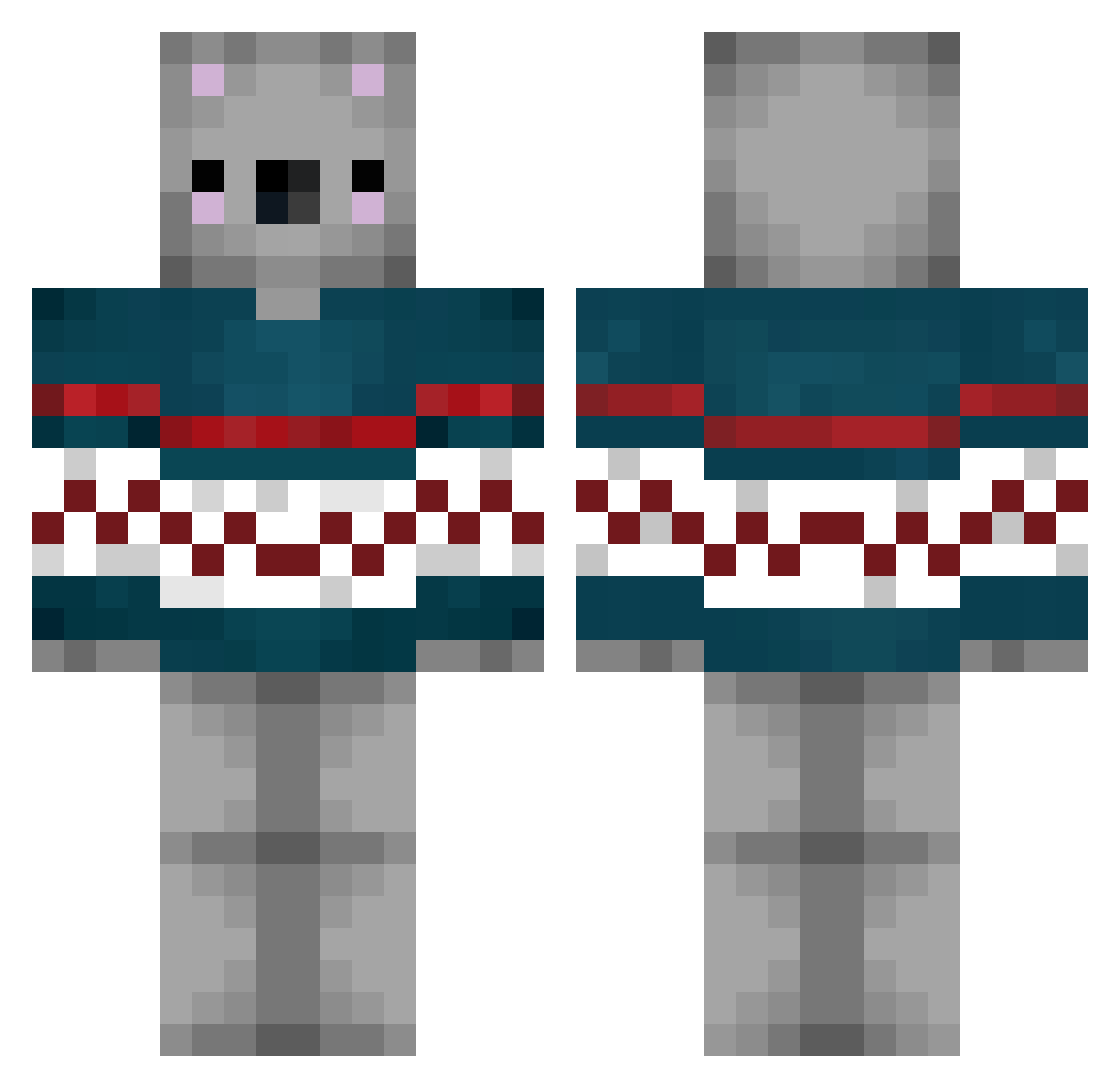 Mew_Tomato Minecraft skin, front and back view