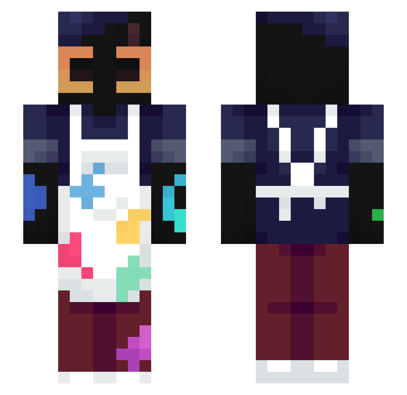 AQuietPeople Minecraft skin, front and back view