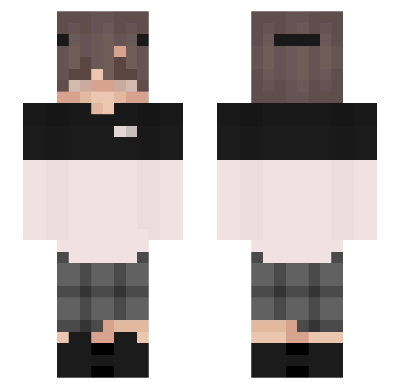 Seyrain Minecraft skin, front and back view