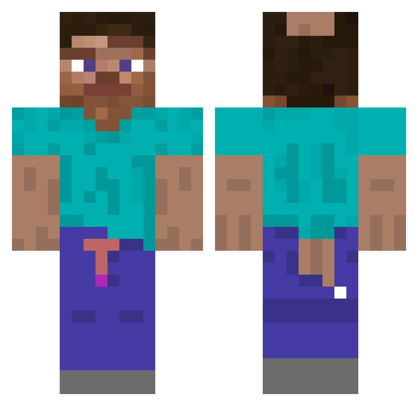 MelBan_Defpo Minecraft skin, front and back view