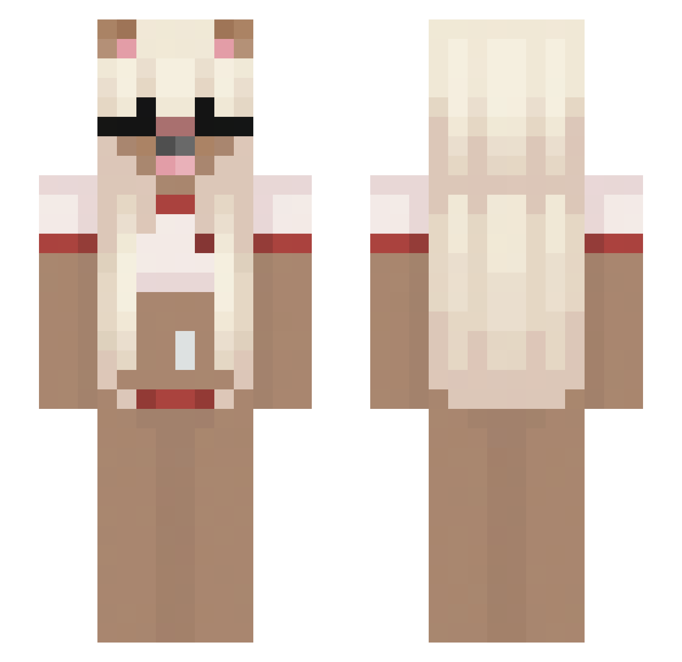 Candalua13 Minecraft skin, front and back view