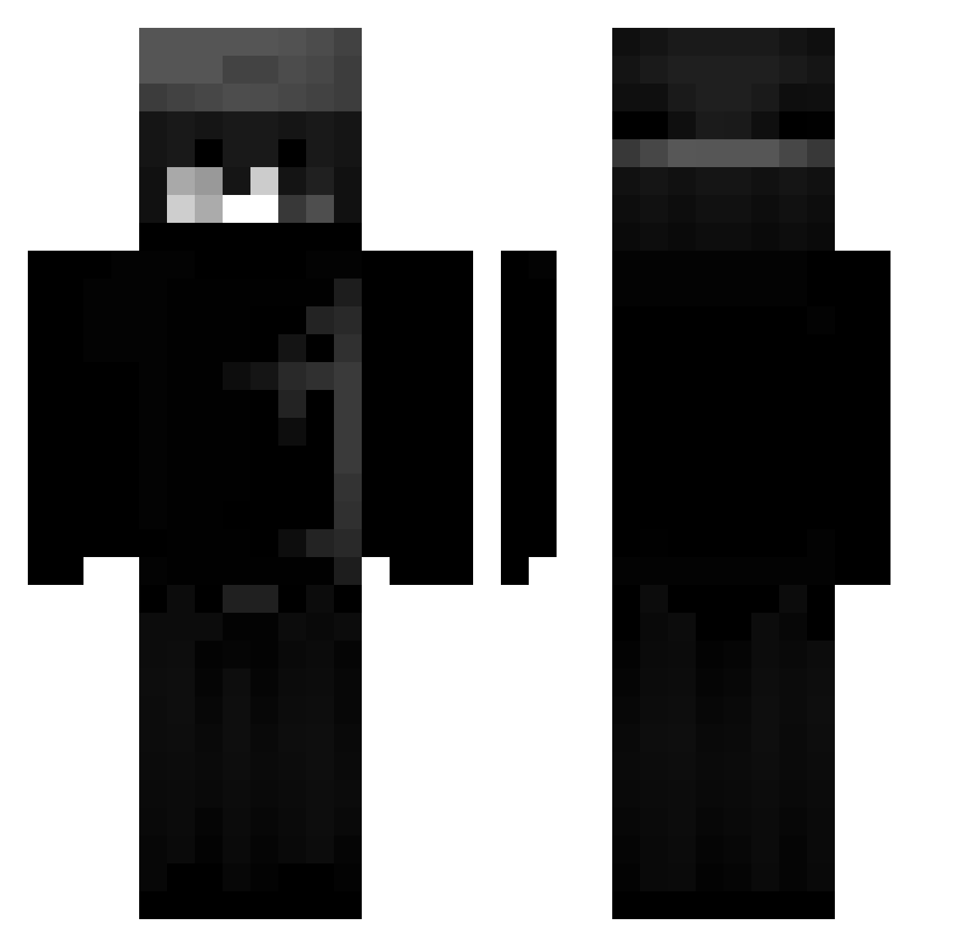surrected Minecraft skin, front and back view