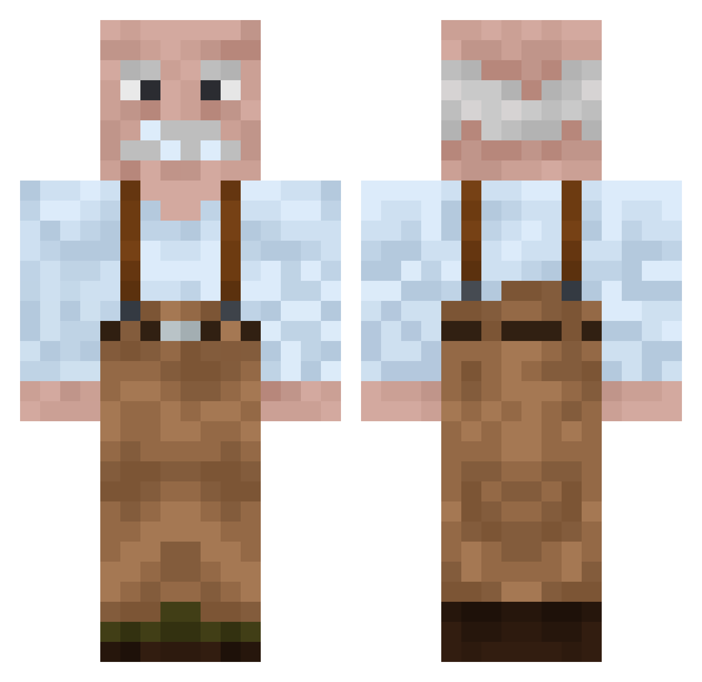 OldM3n Minecraft skin, front and back view