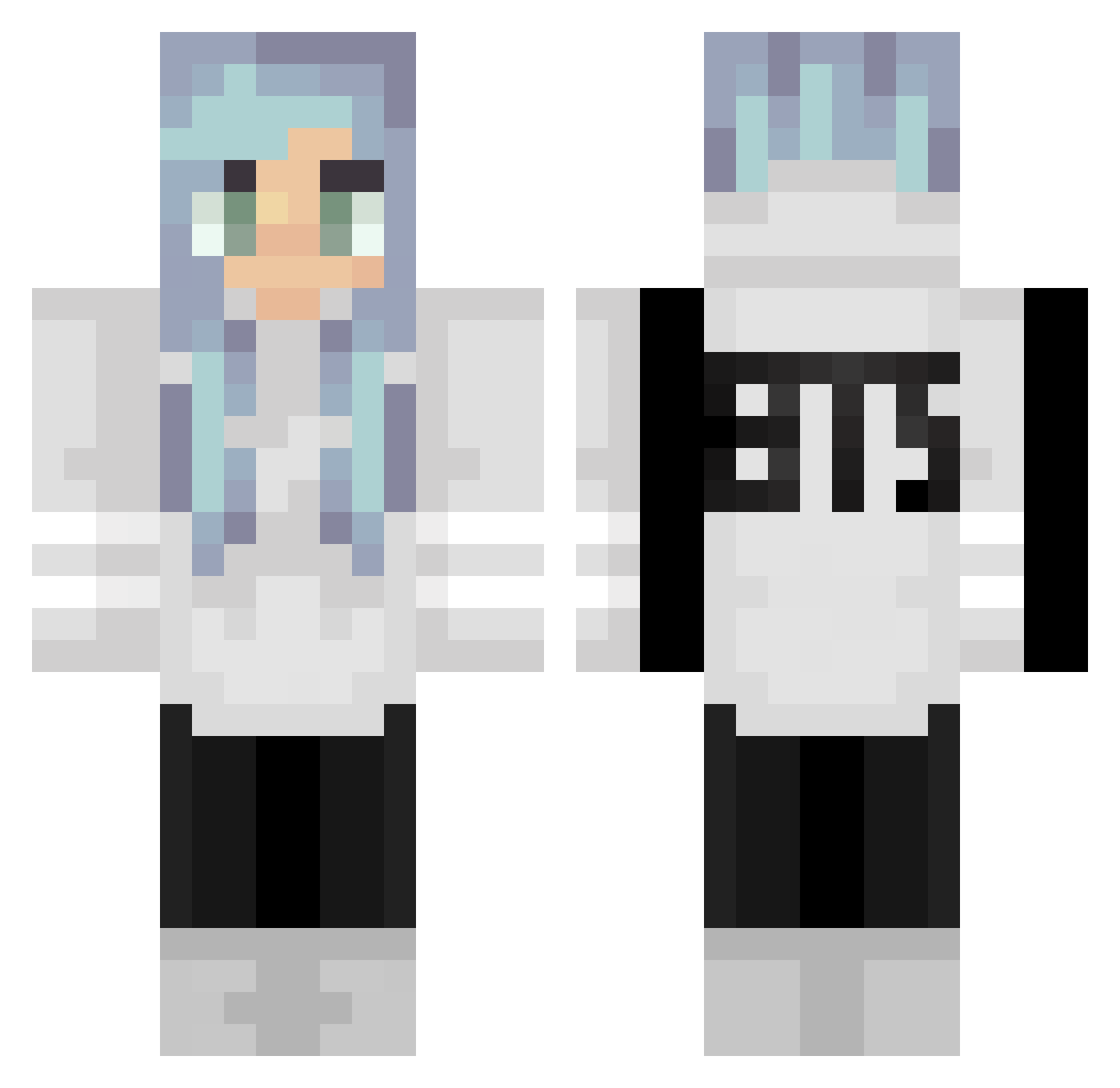 FreeBlade Minecraft skin, front and back view