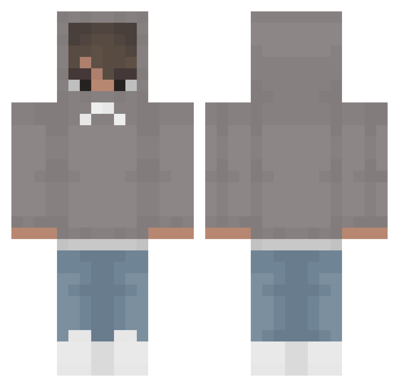 dunrays Minecraft skin, front and back view