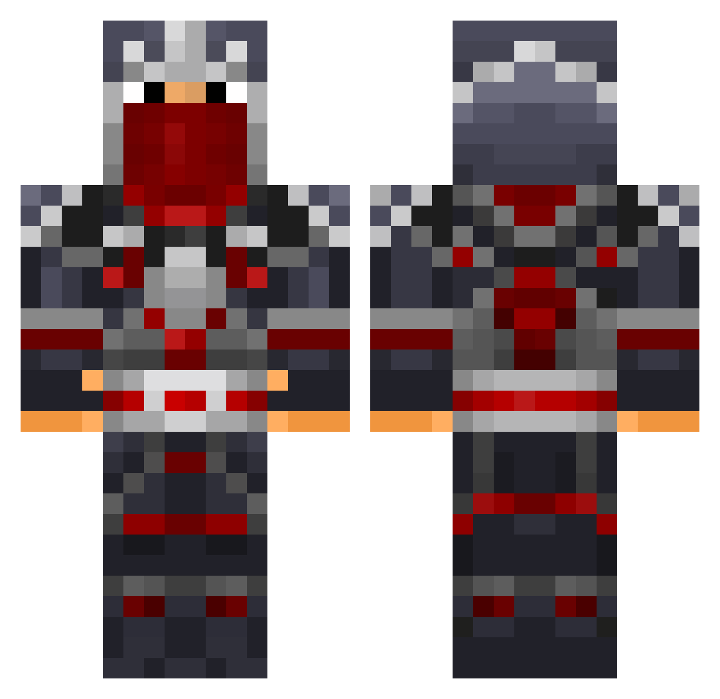 Rockz1887 Minecraft skin, front and back view