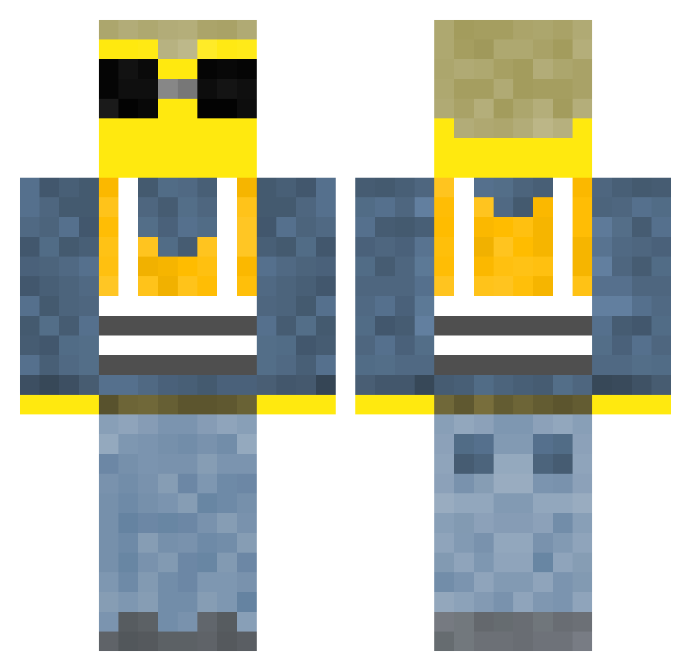 PardonMyArson Minecraft skin, front and back view