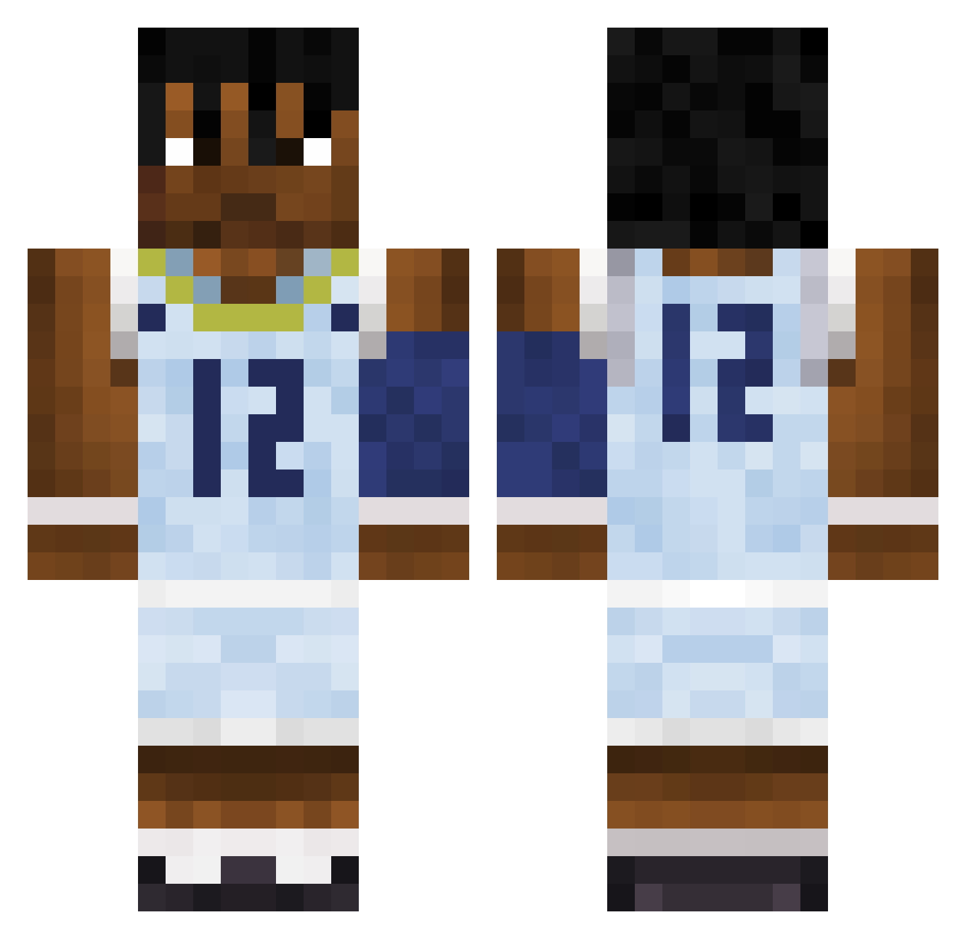 ZI3H Minecraft skin, front and back view