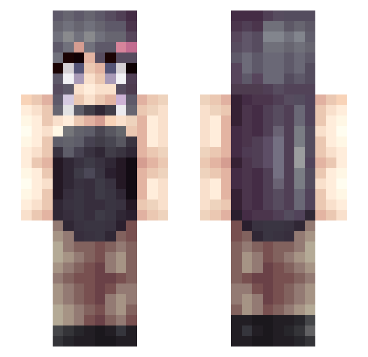Retily Minecraft skin, front and back view