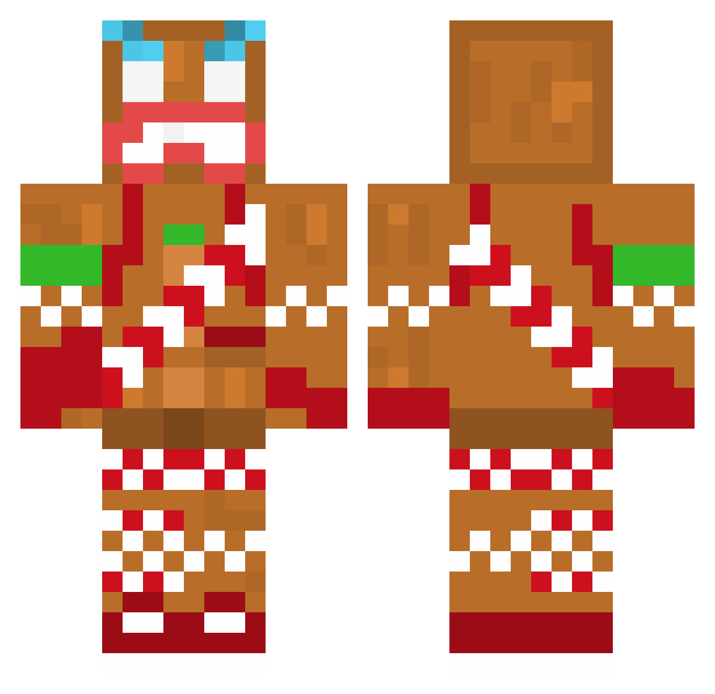 Numbnut Minecraft skin, front and back view