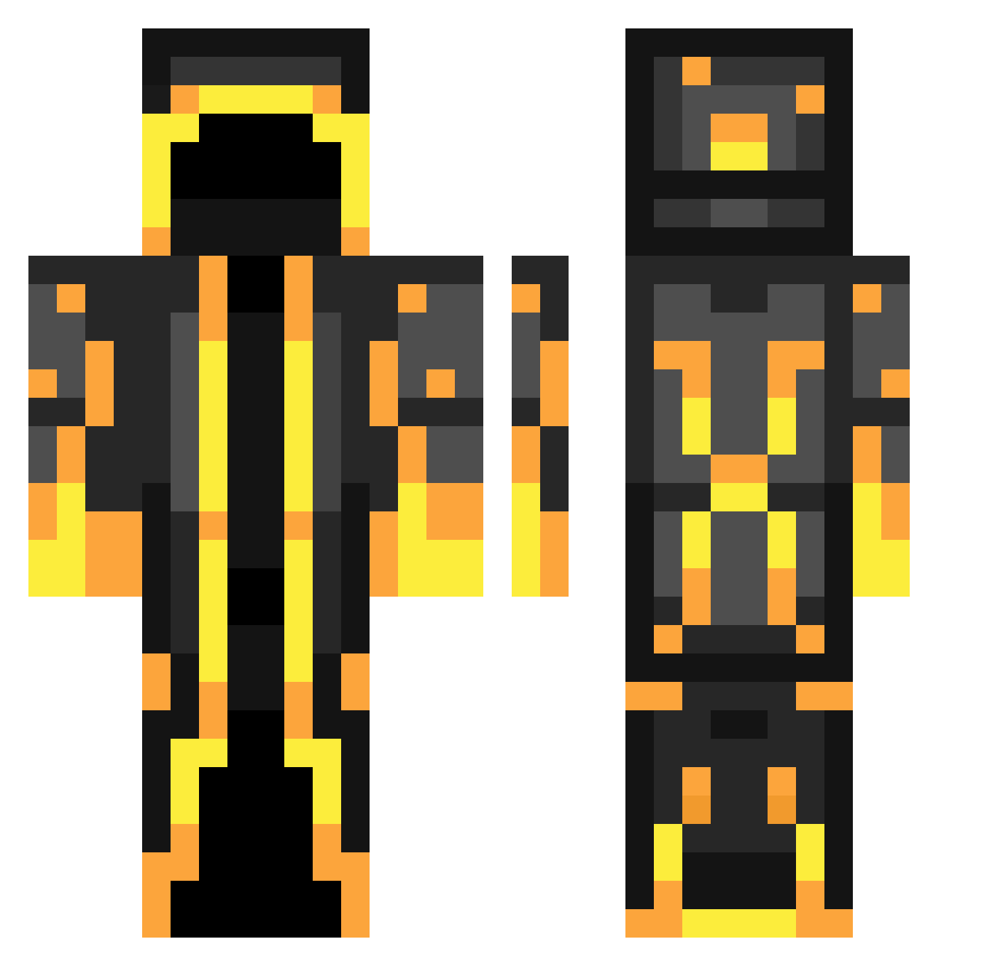 Edstrikes Minecraft skin, front and back view